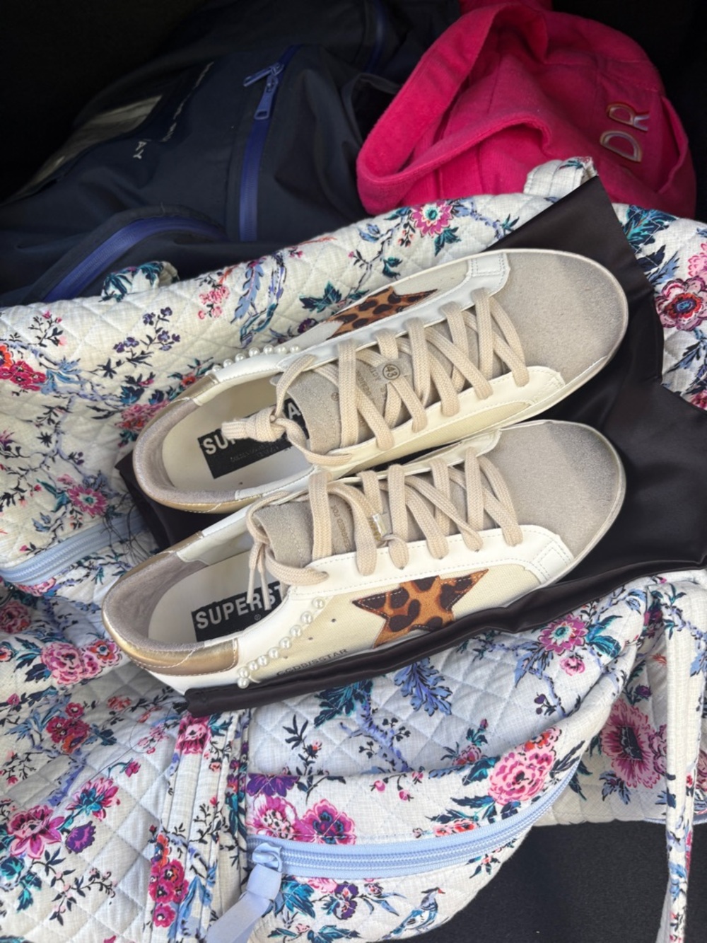 Leopard and pearl accent golden goose sneakers - Picture 2 of 5